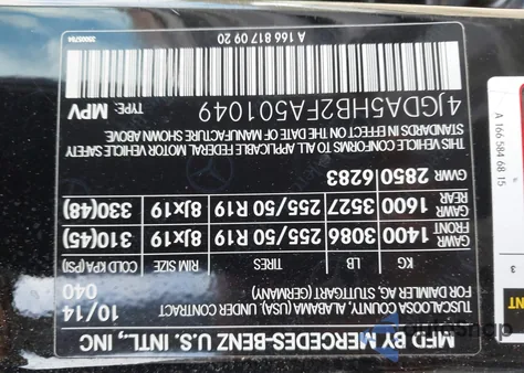 2015 Mercedes-Benz Ml 350 4Matic from USA, damaged, VIN 4JGDA5HB2FA501049